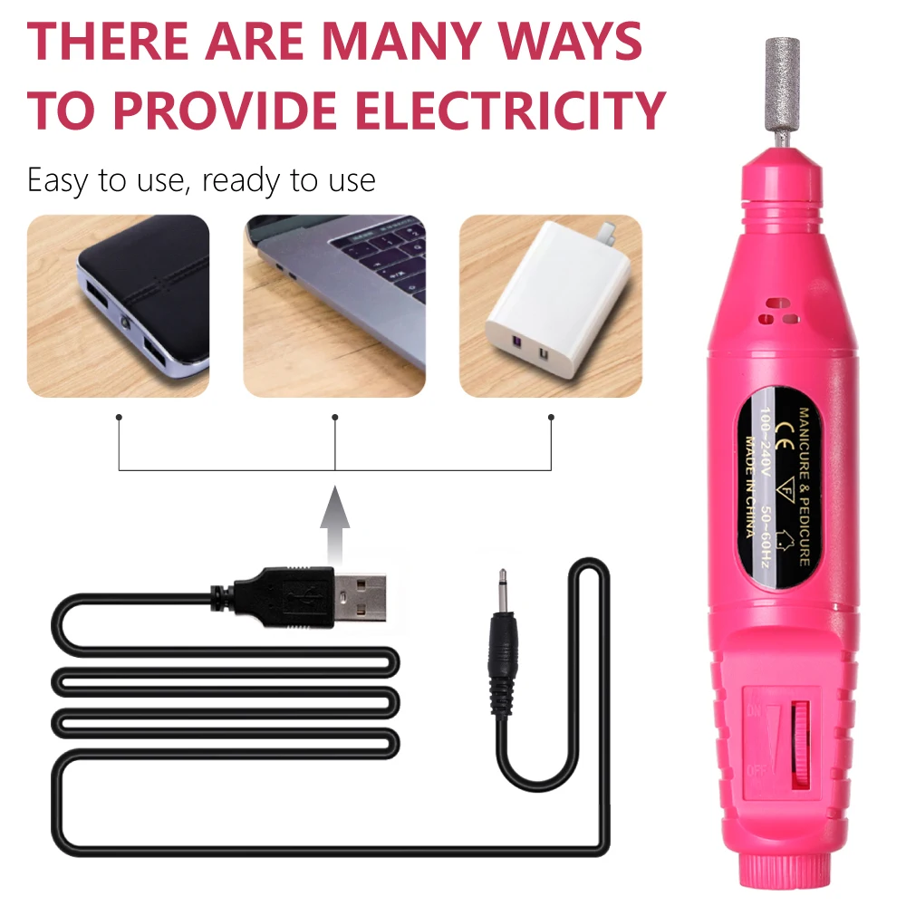 HALAIMAN Professional Nail Drill Machine Electric Manicure Milling Cutter Set Nail Files Drill Bits Gel Polish Remover Tools