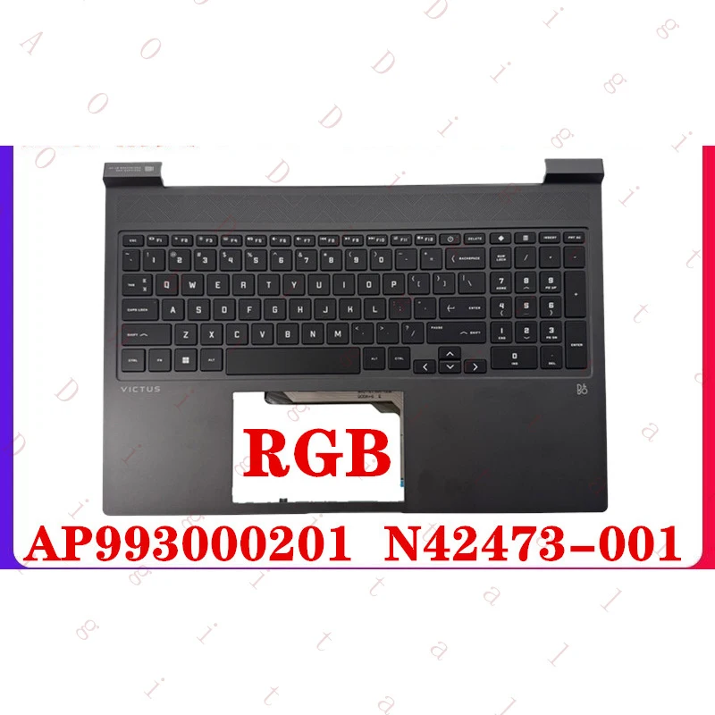 BR for HP 9 10 Victus 16-R 16-S TPN-C169 C170 CShell Palm restRGBBacklit keyboard with black casing AP993000201 N42473-001