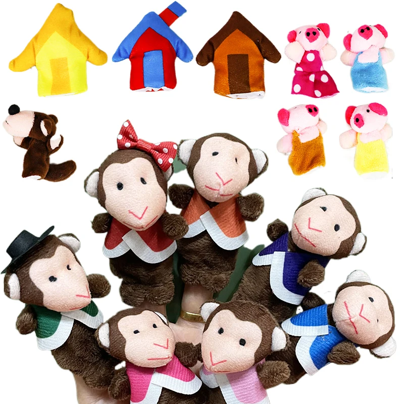 

Детская кукла на палец, плюшевая игрушка, мультяшная маленькая свинья, обезьяна, скалка, ролевые игры, развивающие игрушки, ручная кукла для детей TMZ