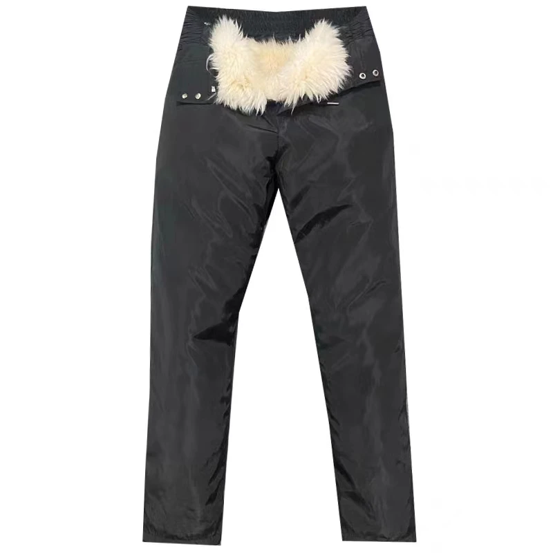 -30° Winter Thicken Keep Warm Long Wool Sheepskin Pants One Piece of Fur Men's and Women's High Waist Wool Liner Pants