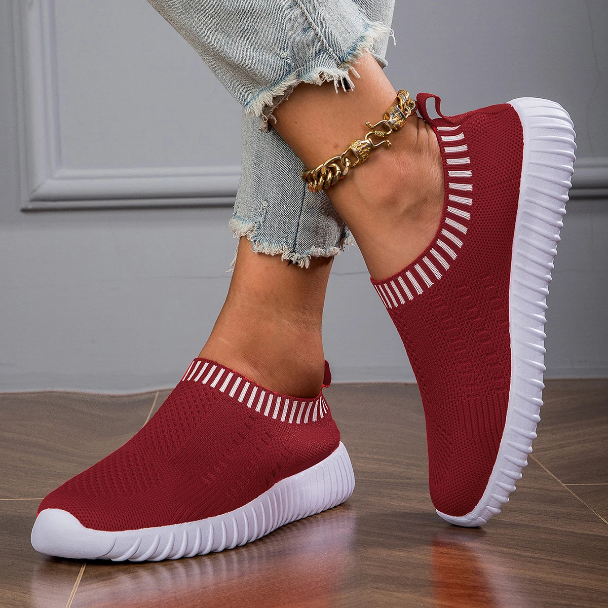 Casual Hollowed Out Sports Summer Outdoor Flat Bottomed Tennis Mesh Fashion Single Shoes for Women\'s Breathable Vulcanized Shoes