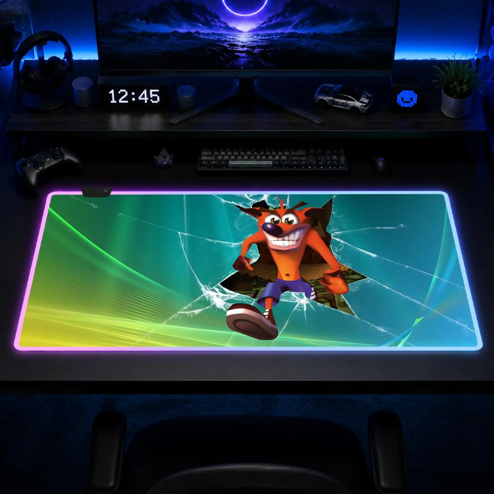 

Crash Bandicoot Mouse Pad Gaming Anime Mouse Pad XXL RGB Desk Mats LED Table Pads Backlit Rubber Desktop