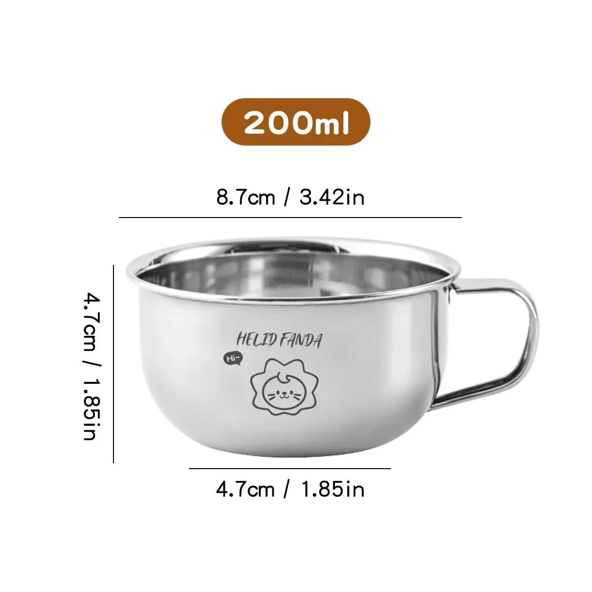 Leuke, kleine beker van roestvrij staal 304 voor kinderen, met handvat, geschikt voor koffie, duurzaam, hittebestendig, metalen drinkbeker voor kinderen.