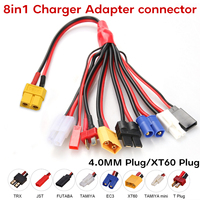 RC Charger Adapter Connector 8 In 1 Charger 4.0mm Banana XT60 TRX Tamiya Lipo for RC Car Drone Imax B6 B6AC Battery Cable