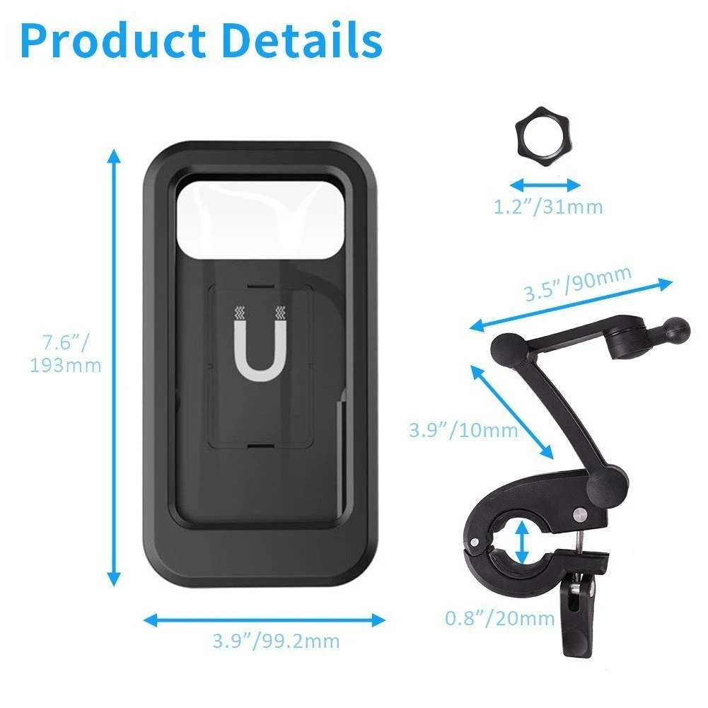 Waterproof Motorcycle Bike Mobile Phone Holder Support Universal Bicycle GPS 360° Swivel Adjustable Motorcycle Cellphone Holder