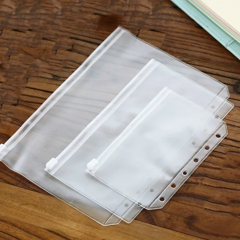 Transparent A5/A6/A7 Loose Leaf Page Pocket for Bill Bank Credit Cards Storage Notebook Decor Stickers Memo Pad Pocket