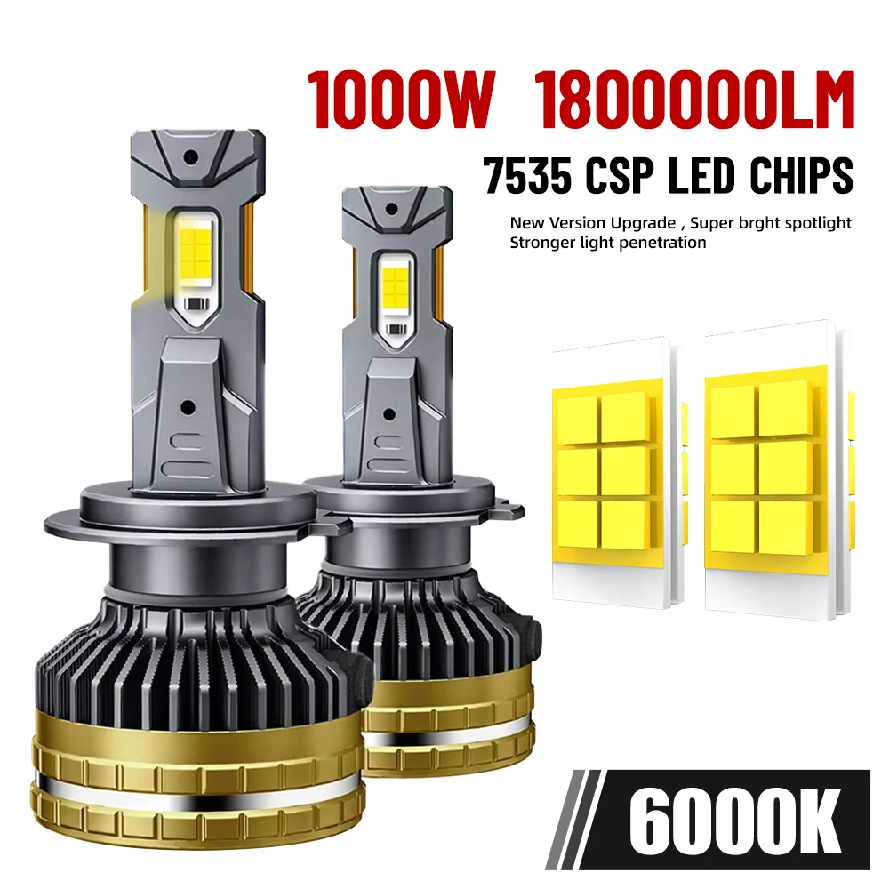 

1200000LM 1000W H4 H7 Led Headlight Led Lights for Car H1 H3 H8 H11 HB3 HB4 9005 9006 9012 12V 24V Turbo Auto Fog Lamp 6000K