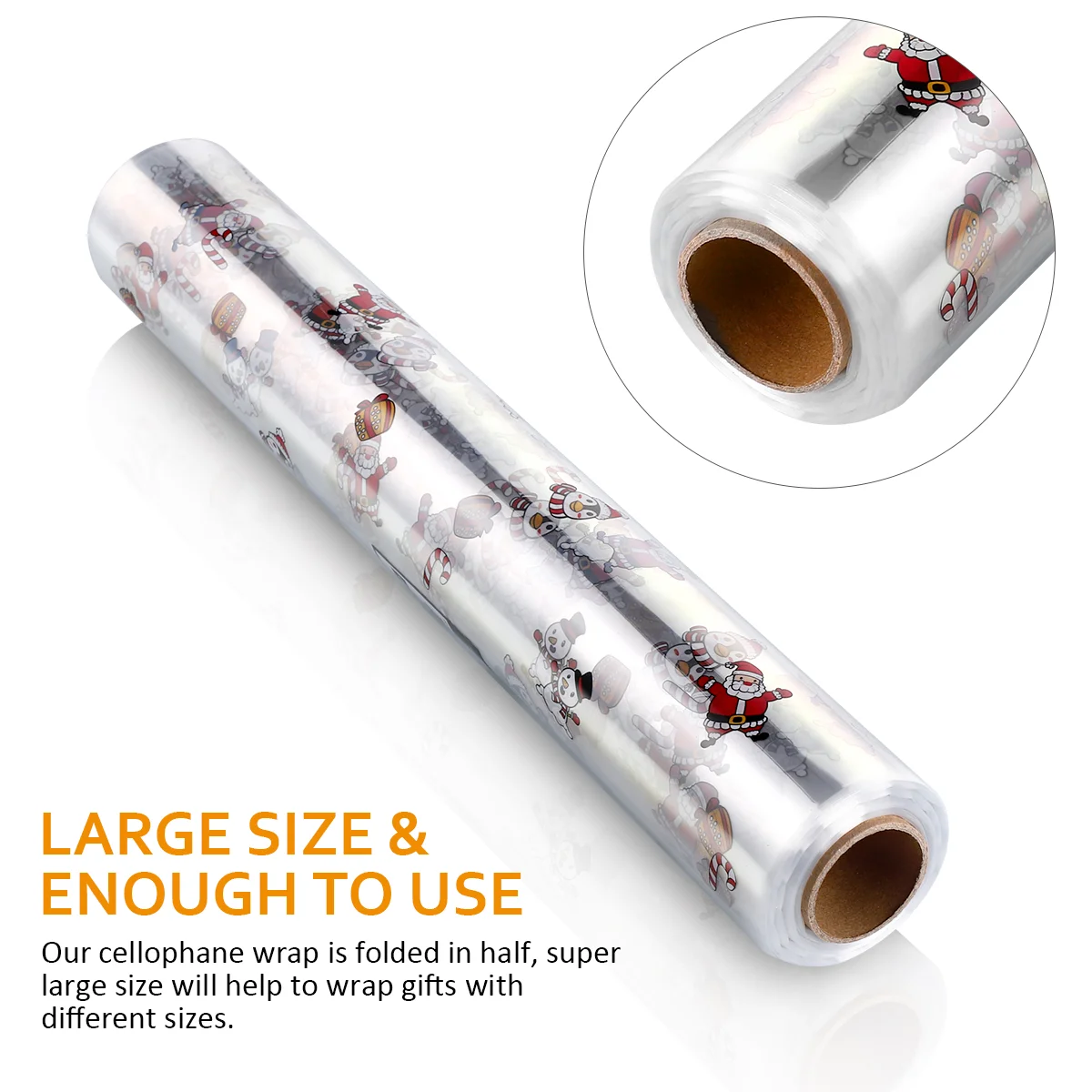 STOBOK Cellophane Wrap 3 Mil Thickness Cellophane Wrap Roll Santa Claus Pattern Design Cellophane Bags to Wrap Gift Baskets