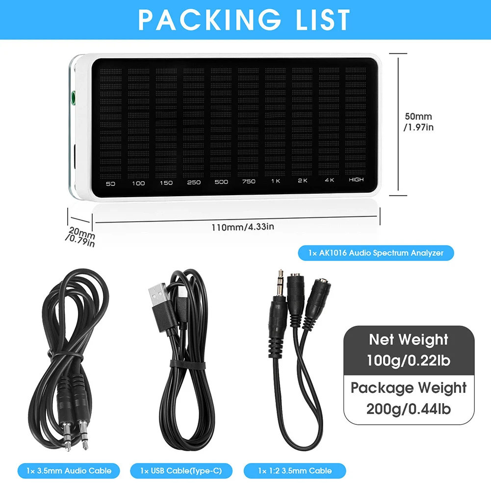 1 قطعة AK1016 محلل الطيف الصوتي LED عرض الموسيقى الطيف MIC البيك اب مستوى الصوت متر محلل الصوت عرض زخارف مكتب