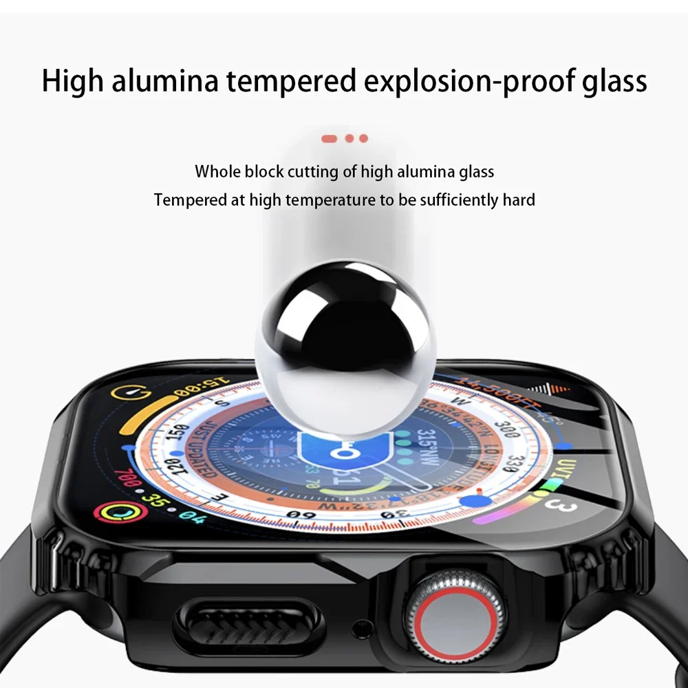 Стекло + чехол для Apple Watch Case 9 8 7 6 SE 5 4 iWatch Аксессуары Защитная крышка для экрана Apple Watch Serie 45 мм 44 мм 40 мм 41 мм