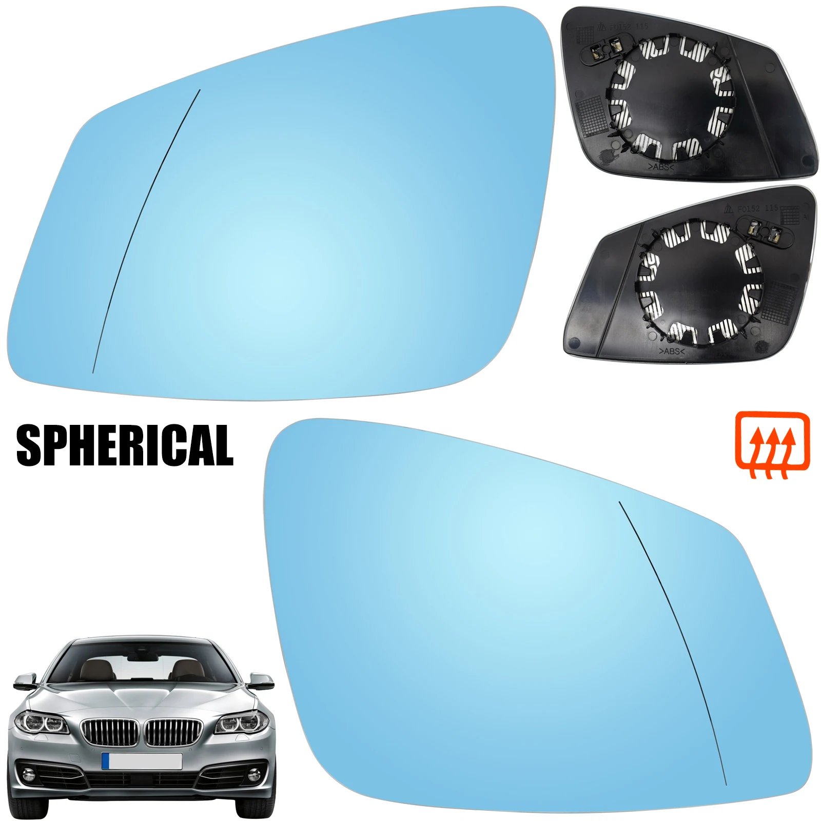 

For BMW 1 2 3 4 5 6 7 Series F10 F20 F11 F01 F02 F30 F31 F46 F48 Set Driver Passenger Door Side Wing Mirror Glass Heated Blue