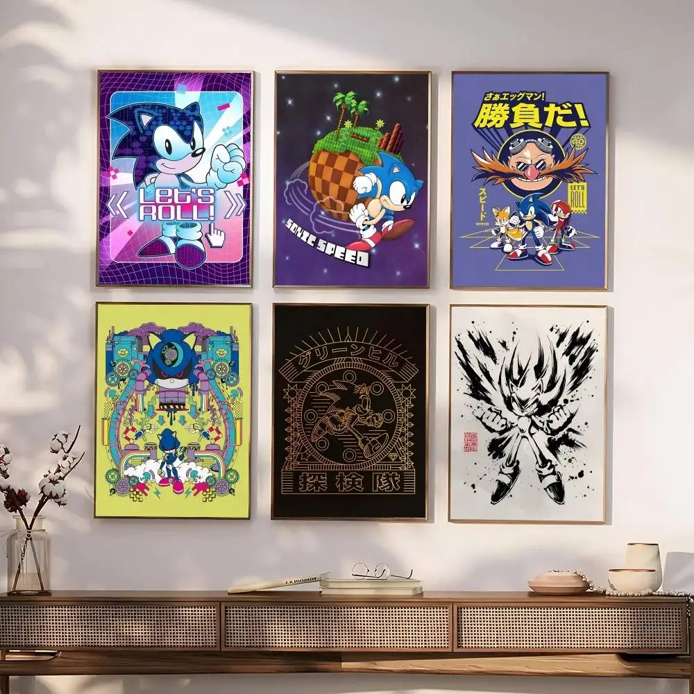 Sonic the Hedgehog  Poster Wall Art Printing Waterproof Home Living Bed Room Bar Aesthetic Decor