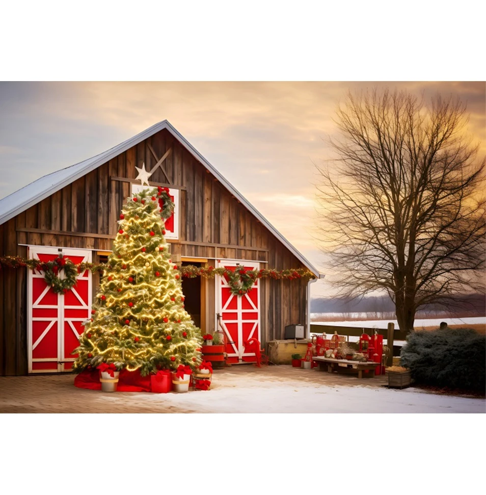 Natal musim dingin latar belakang salju pohon Natal rumah pinus hutan manusia salju luar ruangan pemandangan fotografi latar belakang dekorasi Studio foto