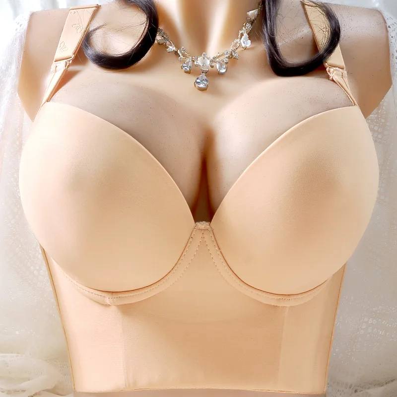 Plus Size Hide Incorporated Deep Cup Bra Push Up Bras for Women Full Back Coverage Lingerie Back Fat Shaper Bra 34-50