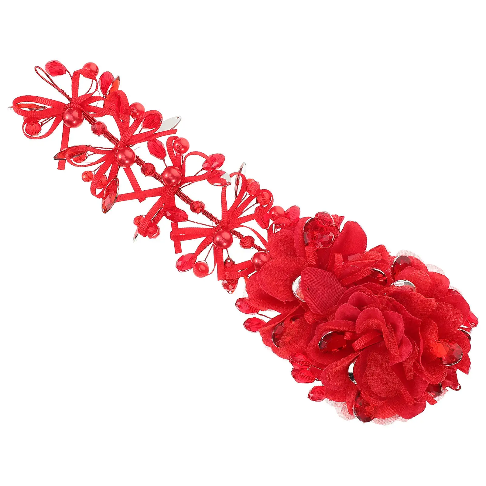 Kid Girl Headdress Red Rhinestone Pearl Hair Band Elegant Wedding Party Child Hair Hoop Accessories Kid Headdress
