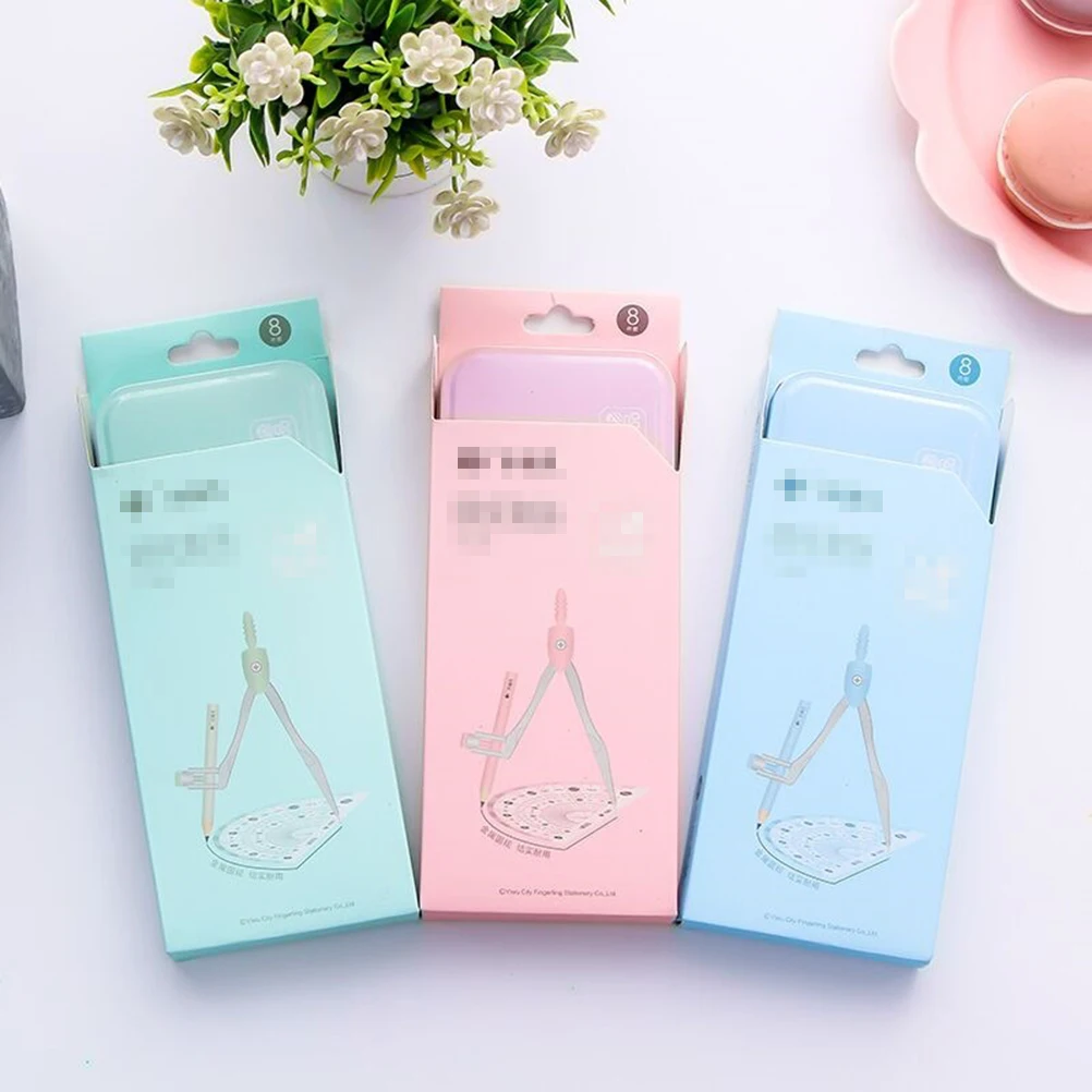 8 Pcs Geometry Drawing Set Compass Ruler Triangle Student Teacher School Material Tools Measuring