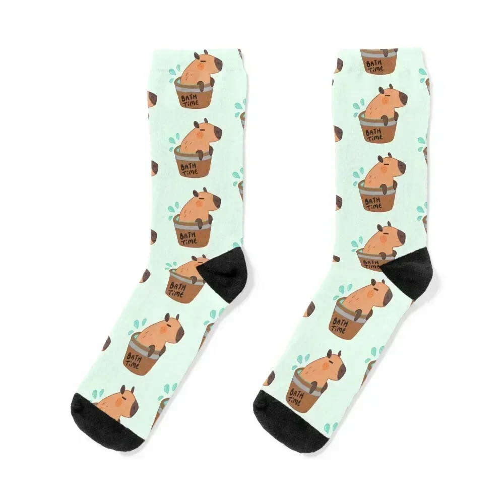 

Capybara Bath Time Socks sports stockings anti-slip Rugby cool Women Socks Men's