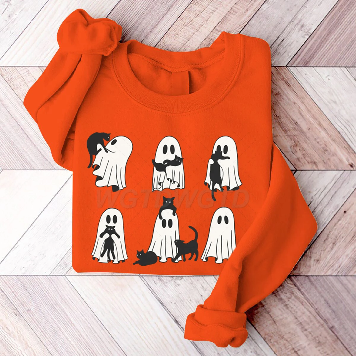 Sweat-shirt d'halloween pour femmes, drôle, chats fantôme, hiver, automne, décontracté, col rond, manches longues, pulls