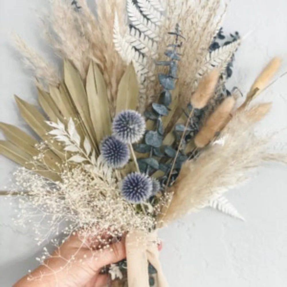 Dried Flowers,Small Pampas Grass and Eucalyptus Bouquet,Bride and Bridesmaids,Wedding Flowers