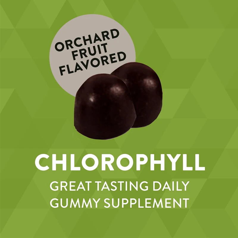 Chlorophyll gummies, internal deodorizer *, support skin health and body detoxification, orchard fruit flavor, 60 gummies