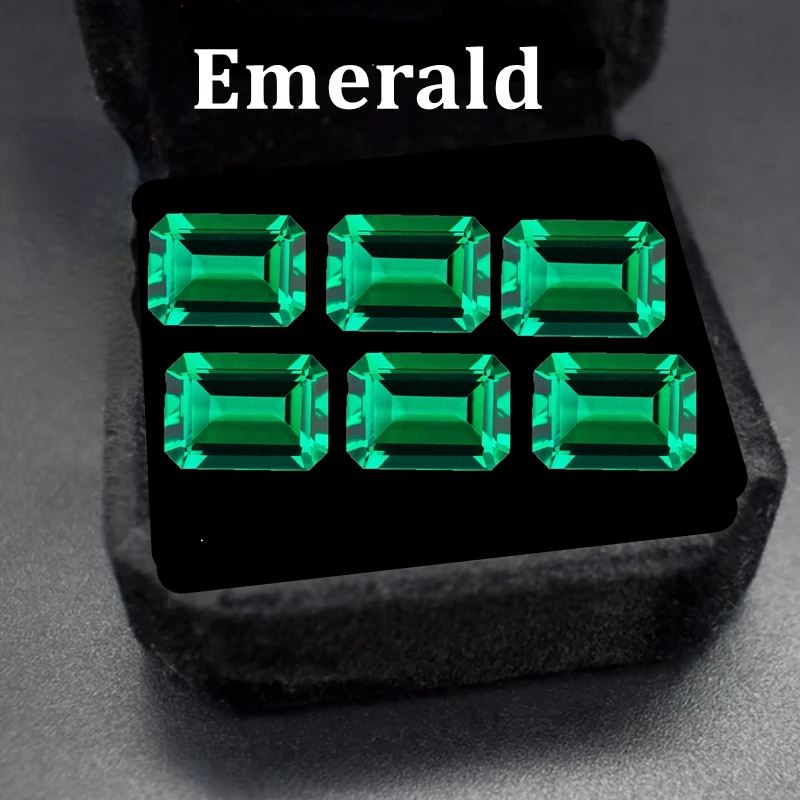 

Boxed Emerald Gems Synthetic Emerald Cut Loose Gemstones For Silver Setting Fine Jewelry