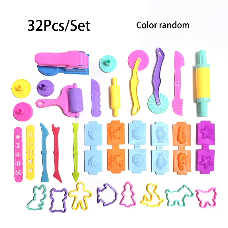 25-32pcs Play Dough Model Tools Kit Creative Plasticine Molds Set Clay Cutters Moulds Learning Education Kids Toys Accessories