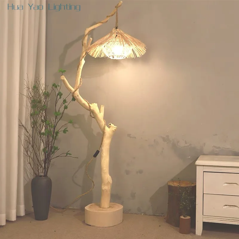 Wooden branches, branches, and twigs, floor lamps, silent wind rattan woven lamps, new Chinese style