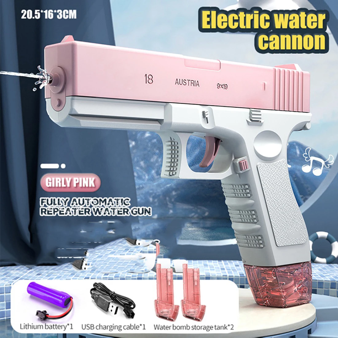 Elektrisch waterpistool Watersproeispeelgoed Bussen Kinderen Hoge druk Sterk opladen Energie Water Automatische speelgoedpistolen voor kinderen