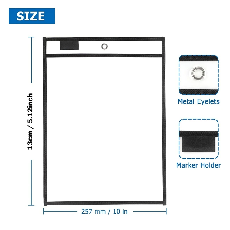 10PCS Dry Erase Pocket Sleeves Oversized Reusable,Dry Erase Ticket Holder Pockets Clear Erasable Pockets,10Inch*13Inch