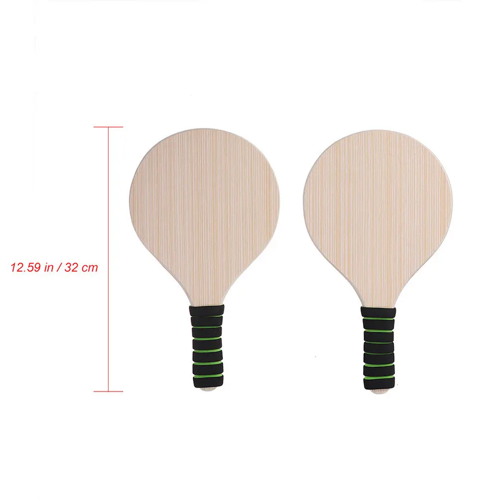 1Pair Premium Natural Wood Beach Ball Racket Set for All Ages Outdoor Fun Backyard Park Office Stress Relief