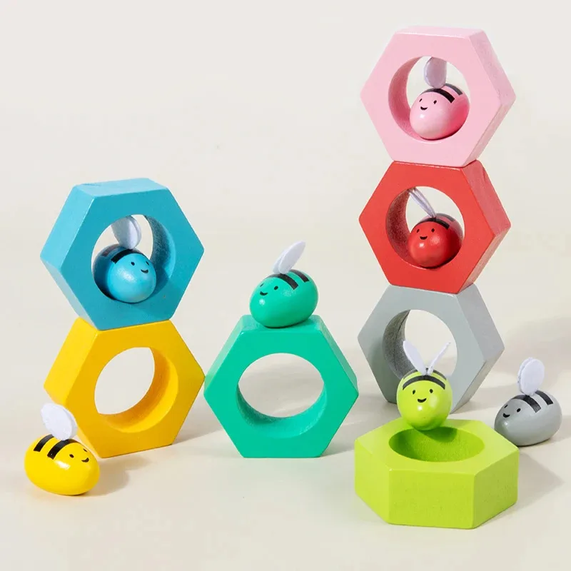 Jeu de piège à abeilles de Cognition de couleur, perles à Clip, jouets en bois pour l'éducation précoce, maison d'abeilles, formation à la motricité Fine, outils pédagogiques