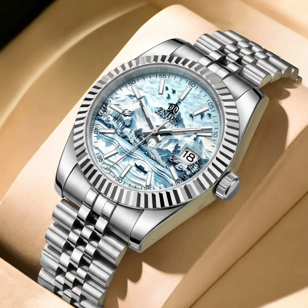 Personalized and Creative Men's Waterproof Quartz Watch, Serrated Bezel, Artistic Patterned Dial, Luminous Hands, Date Window, Stainless Steel Strap, Business Casual Versatile Retro Style, High-Value Men's Wristwatch for Gift Giving