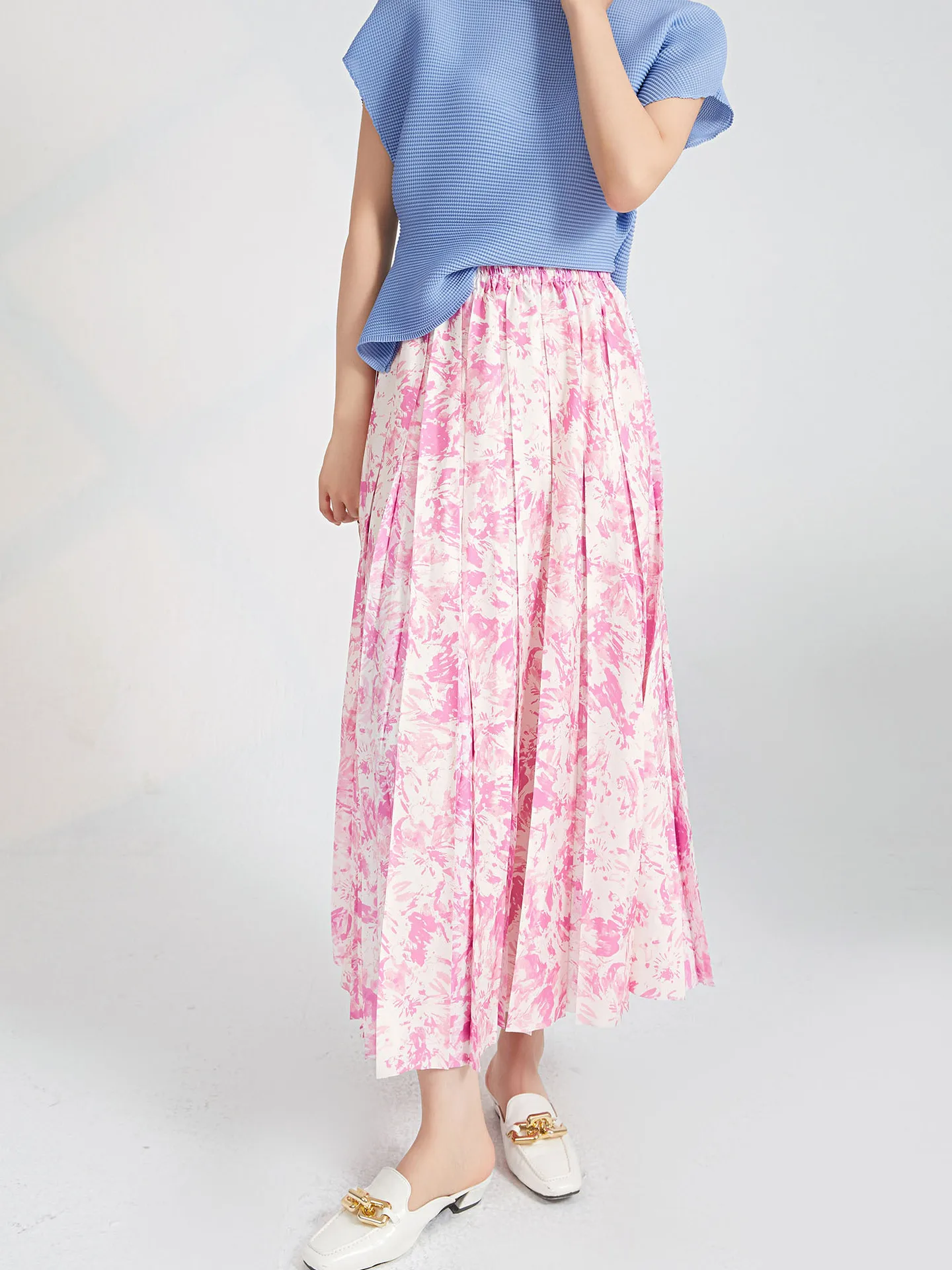 

Miyake pleated skirt for women, pleated skirt with high waist, loose and versatile, mid-length, mid-length, summer fashion