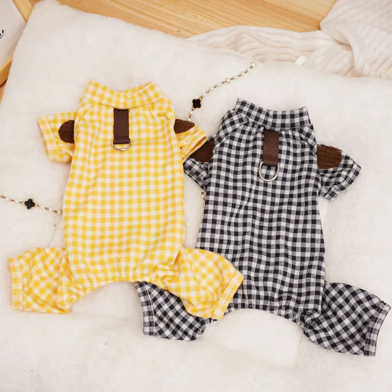 

Dog Clothes Plaid Dog Costume With D-Ring Overalls Pajamas For Small Dogs Poodle Dachshund Clothing Puppy Jumpsuit Tracksuit XXL