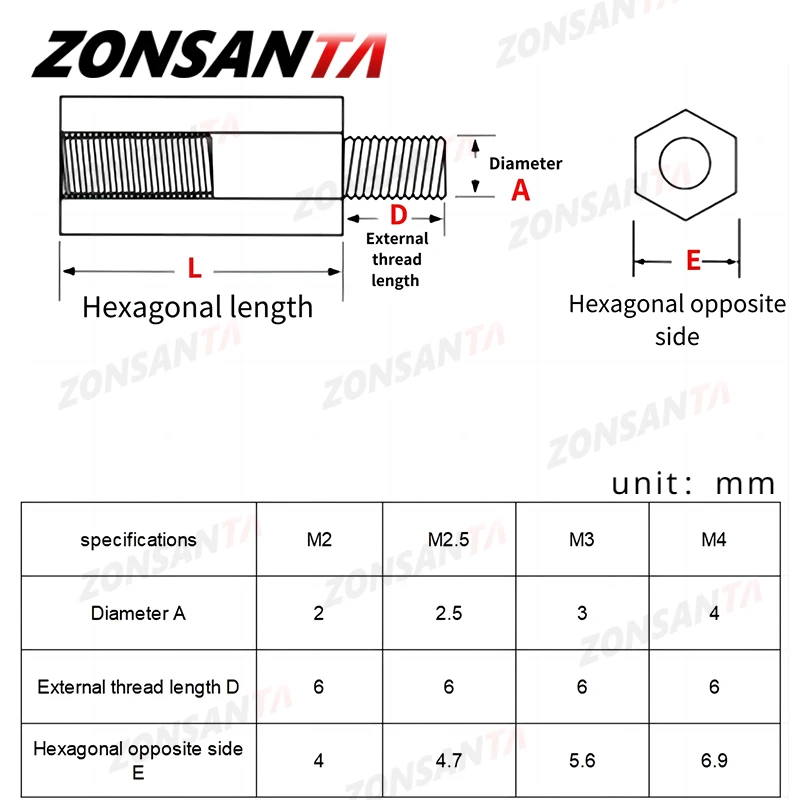 M2 M2.5 M3 M4 Czarny nylonowy sześciokątny męski element dystansowy Gwint do montażu na słupku PCB Plastikowa biała sześciokątna śruba dystansowa do płyty głównej