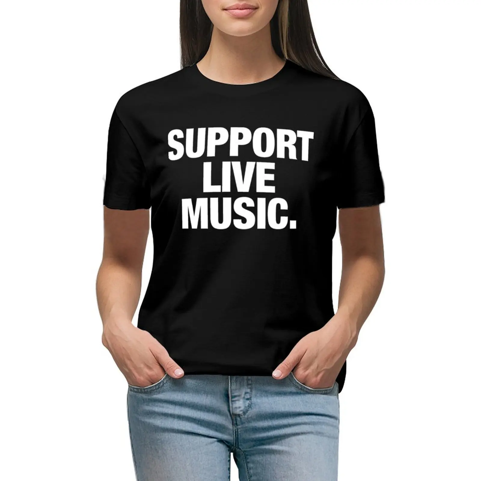 

support live music. Classic T-shirt kawaii clothes plus size tops Women's clothing