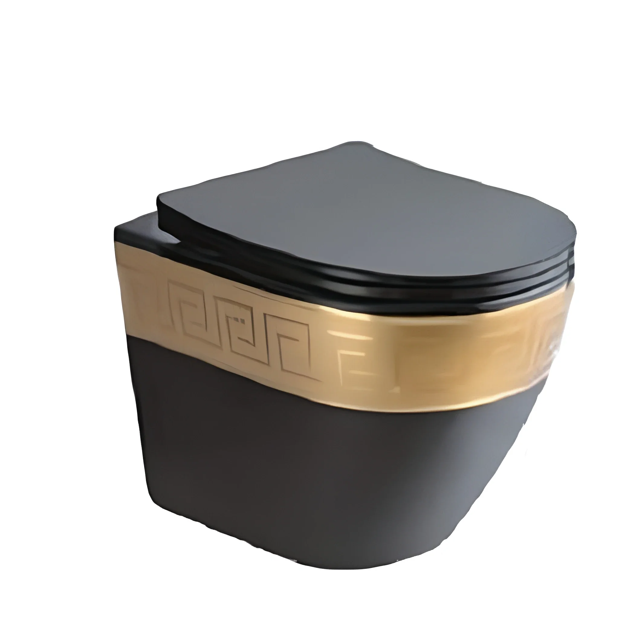 xx-Luxurious Gold-Plated Frameless Ceramic Siphon Flush Modern European Design Concealed Wall-Mounted One-Piece Hanging Toilet