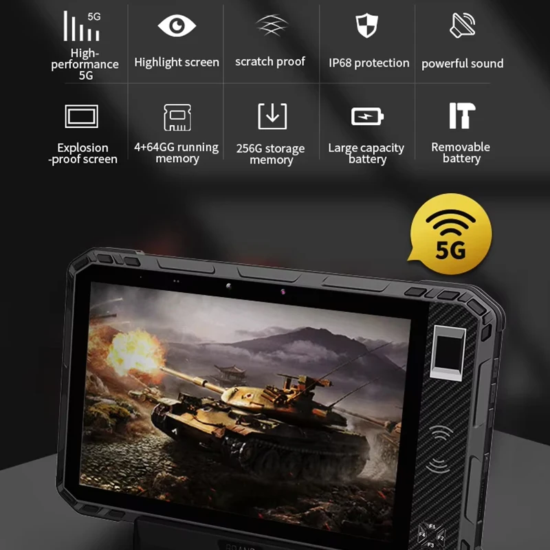 OEM Free Rugged Android 13 Drop-proof FAP20/30 Fingerprint Tablet with GPS 4G Biometric IRIS UHF QR Code Scanner