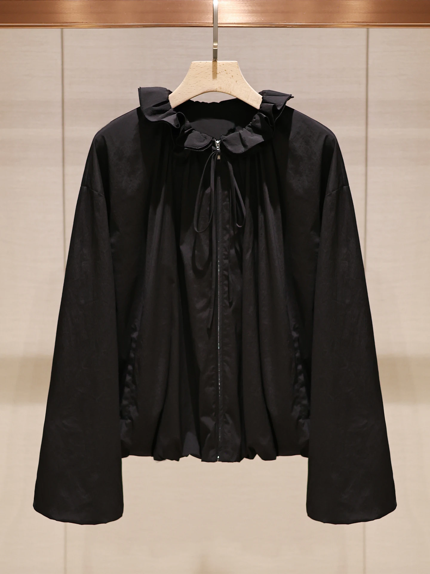 معطف بتصميم عقدة بحاشية غير متماثلة من Bla، ملابس خارجية كورية لربيع وخريف وصلت حديثًا للنساء