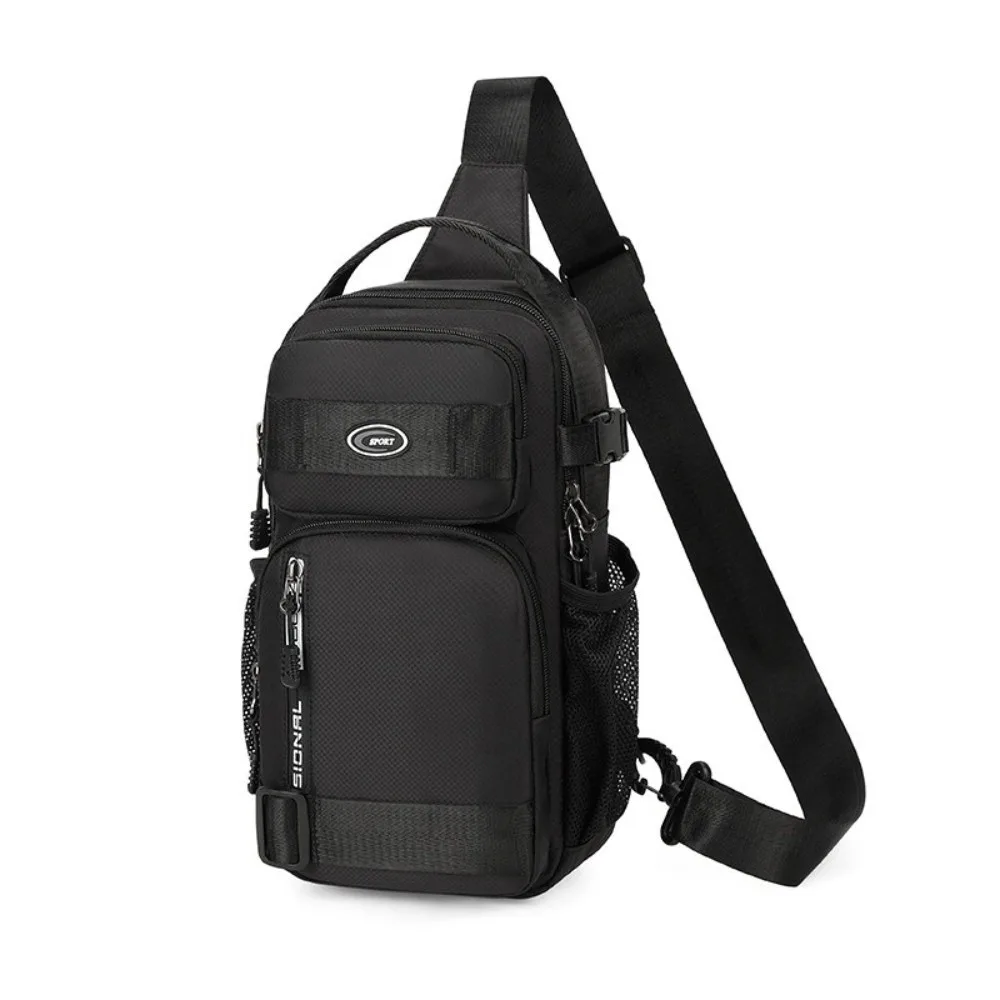 

Oxford Cloth Men Chest Bag Multifunction Solid Color Sports Message Bag Zipper Large Capacity Shoulder Crossbody Bag Men