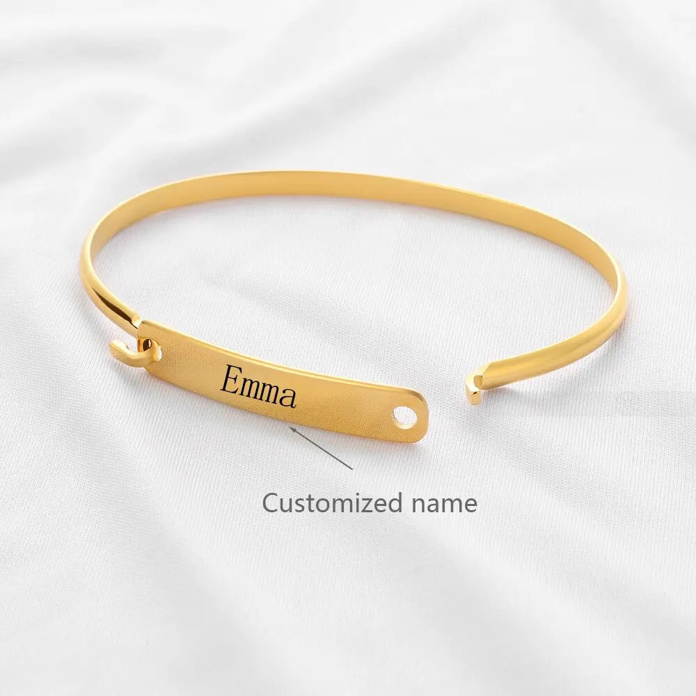 MYDIY Customized Name Bracelet Personalized Stainless Steel Name Bracelet 65mm Diameter Bracelet Mother's Day Gift for Mom