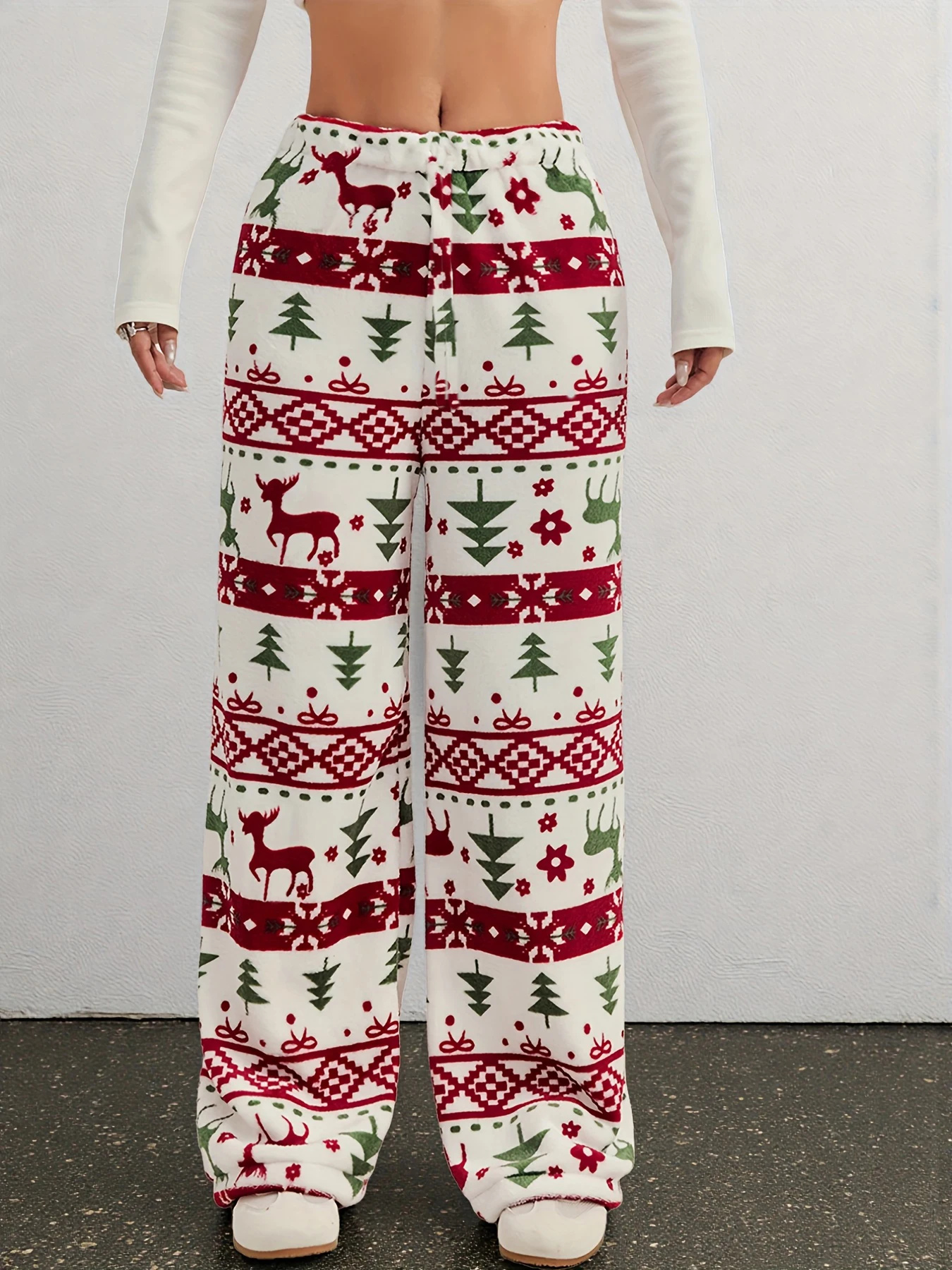 Cartoon schattig patroon flanellen pyjamabroek dames herfst en winter plus fluwelen warme casual homewear hoge kwaliteit graffiti broek