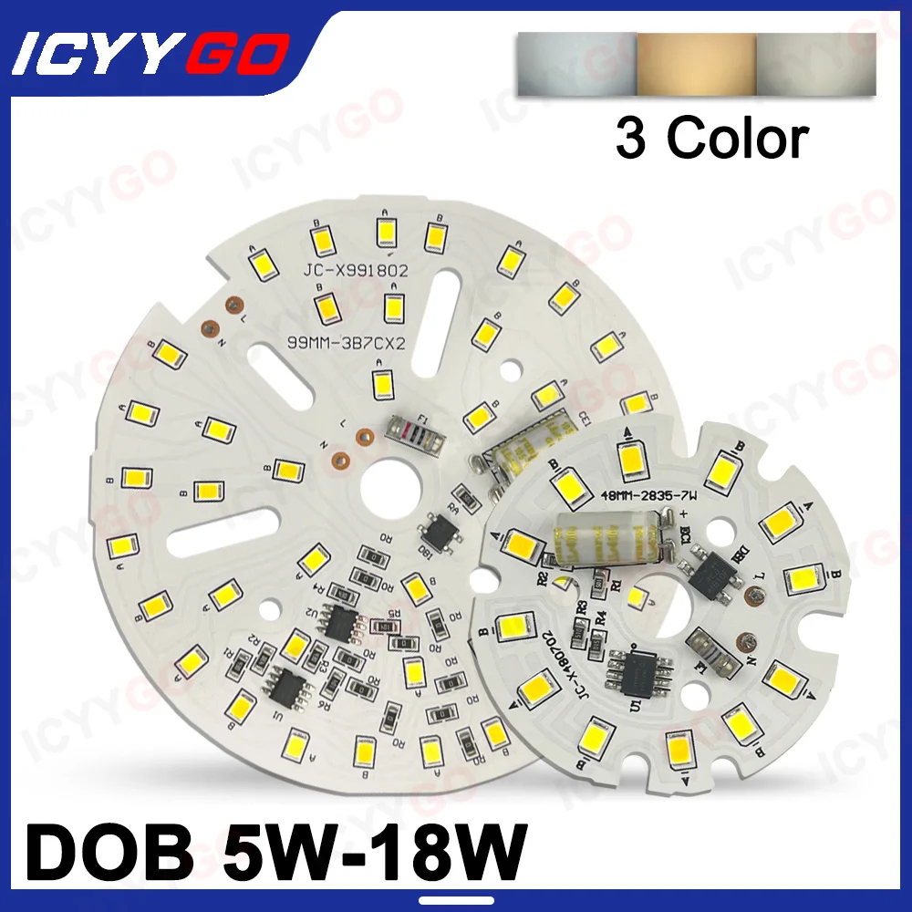 

5W 7W 9W 10W 12W 15W 18W AC220V LED PCB Driver Aluminum Plate Board For Bulb Light Driver-free DOB Light Panel Two-Color