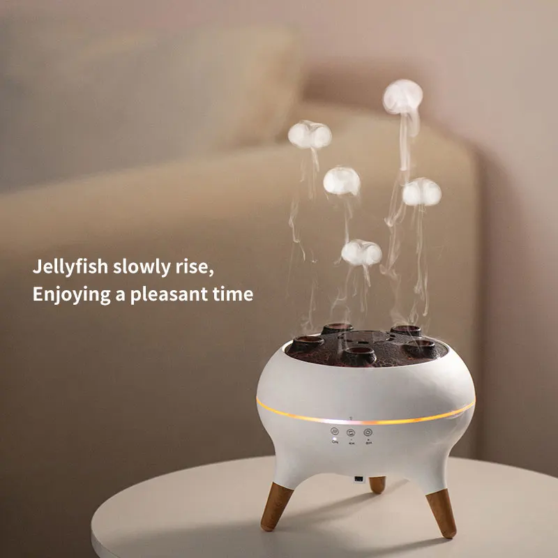 Jellyfish Smoke Ring Colorful Flame Aromatherapy Machine Essential Oil Air Diffuser/Humidifier, Used For Home Use Bedroom Office