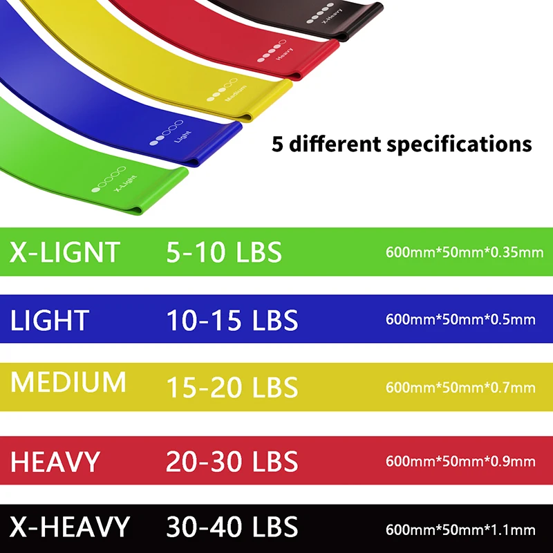 أربطة مقاومة رياضية لليوجا بألوان مختلفة، معدات رياضية TPE، أربطة مرنة للياقة البدنية المنزلية، بيلاتيس، تدريب القوة #3