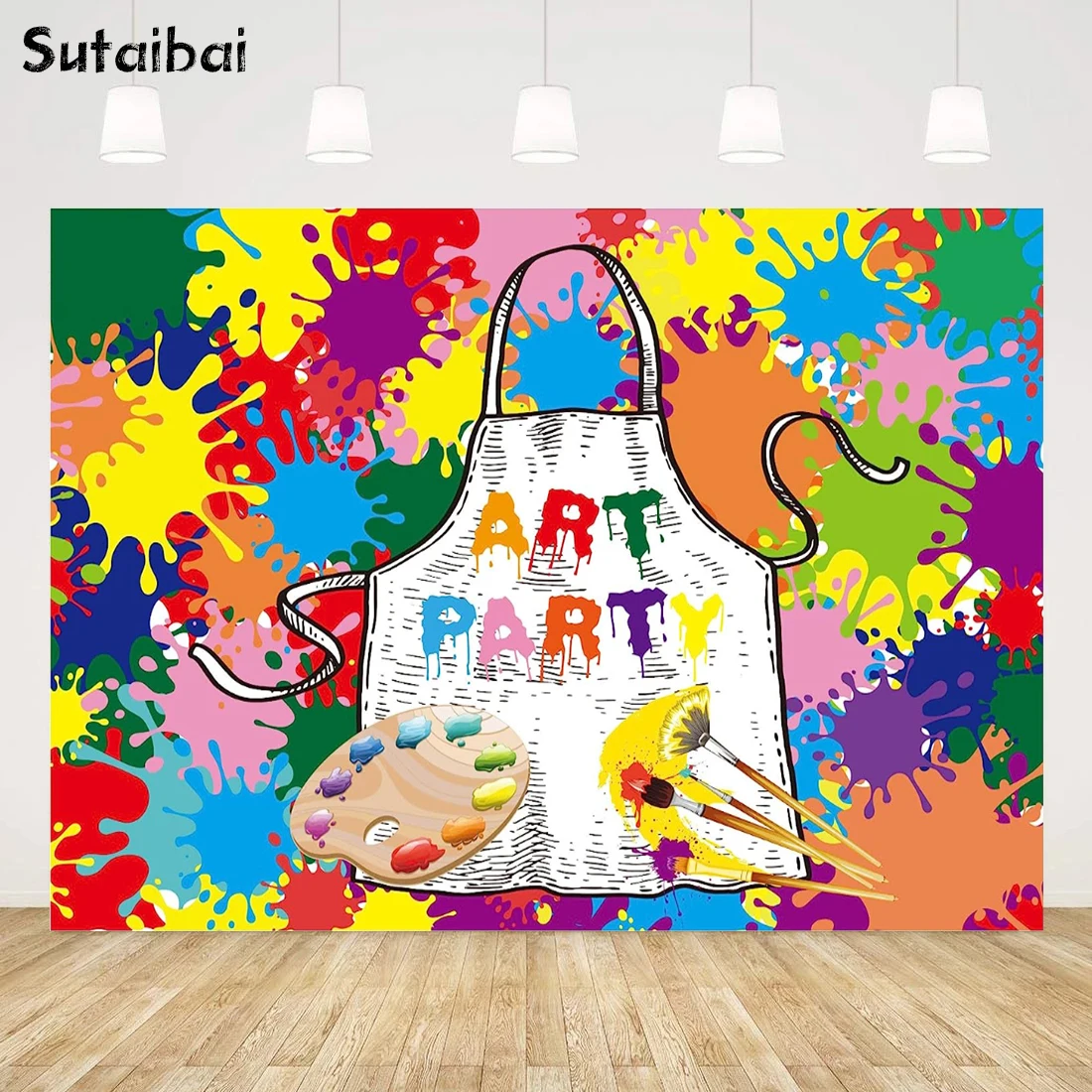 

Art Paint Party Backdrops Kids Artist Birthday Background Dress for A Mess Painting Splatter Photo Background Graffiti Wall