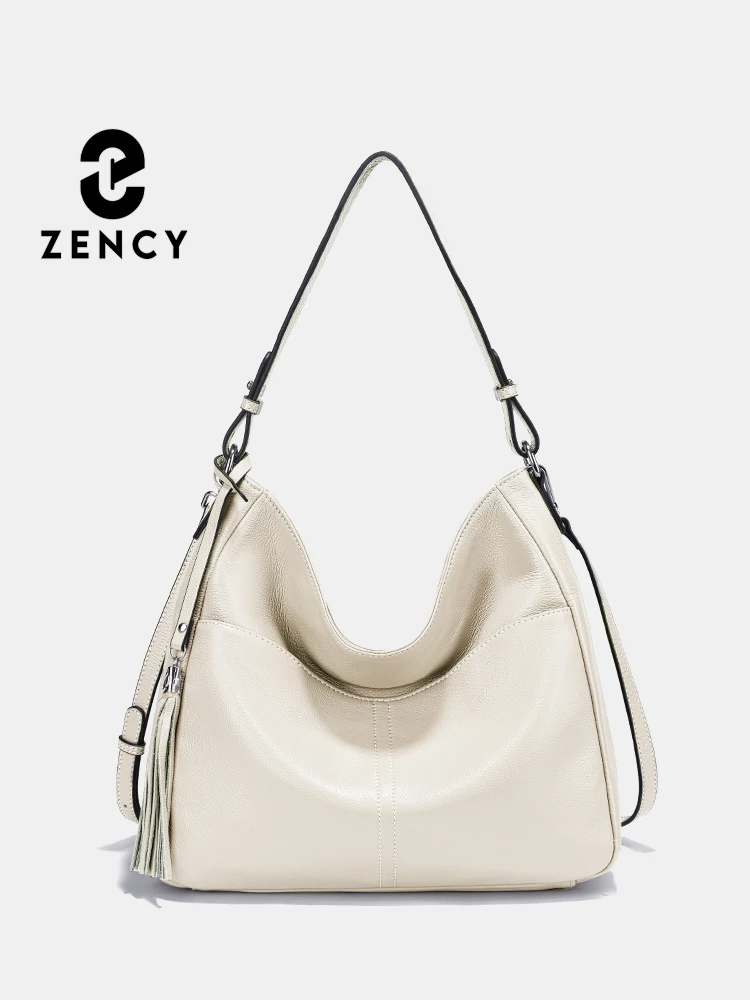 

Женская сумка Zency из 100% натуральной кожи, мягкая сумка-хобо на плечо, элегантная дизайнерская сумка с бахромой, сумка через плечо, сумка-хобо с несколькими карманами