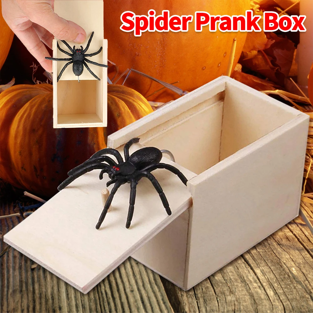 

Funny Surprise Joke Prank Happy Box Wooden Spider Box Toys And Other Scary Toys Target Adult Boy April Fool Festival Party Props