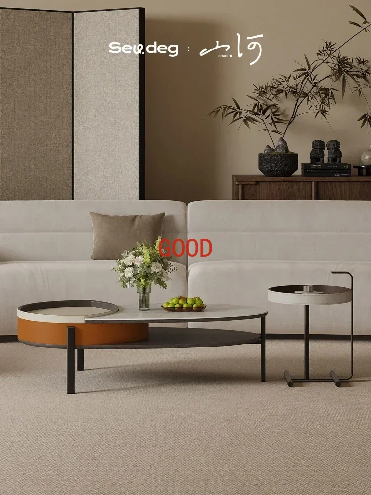 Living Room Home High-Grade Artistic Special-Shaped Stone Plate Tea Table Combination Simple Modern