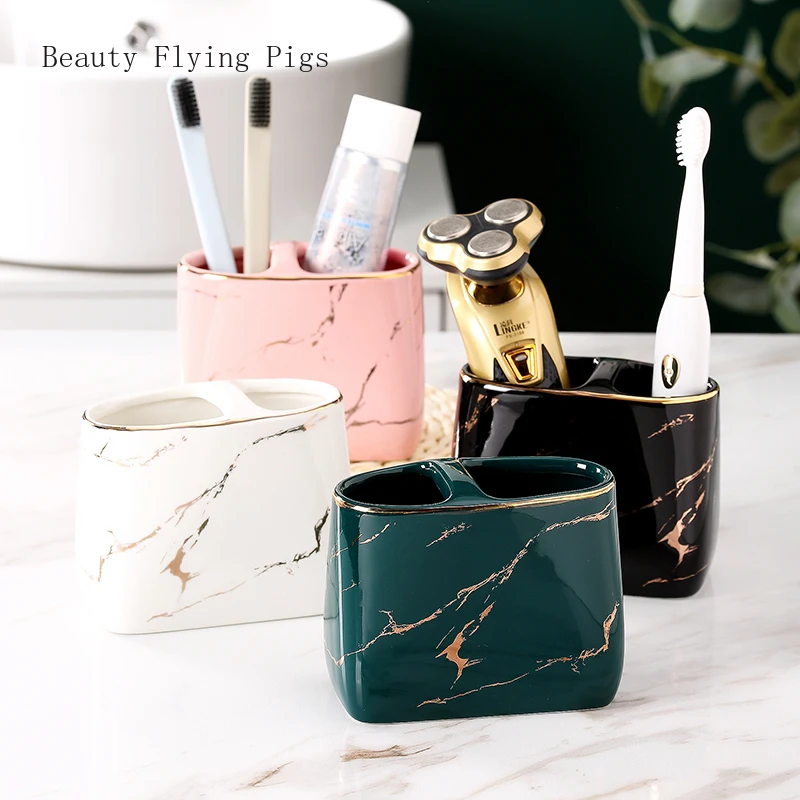 Creative ceramic toothbrush holder, bathroom, washbasin, storage rack, storage container cup holder  mug holder stand